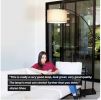 76" Black LED Arc Floor Lamp with Marble Base