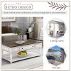 ON-TREND Two-tone Retro Cocktail Table Coffee Table Easy Assembly Movable with Caster Wheels for Livingroom (Antique Gray)