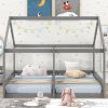 Twin Size House Platform Beds; Two Shared Beds; Gray