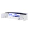 Barend TV Stand w/LED; White &amp; Black High Gloss Finish LV00999