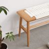 Design Natural Oak Wood Dining Bench Bed Bench for Dining Room; Bedroom; Bathroom (White)