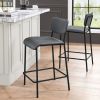 Pu Faux Leather Counter Stools Set of 2; Pub Counter Stool with Back and Footrest; Grey\n(17.5&quot;x19.25&ldquo;x34.5&rdquo;)