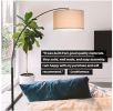 76" Black LED Arc Floor Lamp with Marble Base