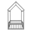 Twin Size Wood House Bed with Fence and Door, Gray Wash (Expected Arrival Time:6.30)