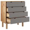 Drawer Cabinet OTTA Brown&Gray 30.1"x15.6"x35.4" Solid Wood Pine