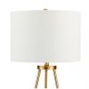 58" Gold Tripod Floor Lamp with White Cloth Shade