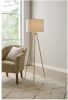 58" Gold Tripod Floor Lamp with White Cloth Shade