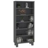CD Cabinet Dark Gray 17.7"x7.1"x39.4" Solid Wood Pine