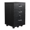FCH Black Wood Grain Density Board Three Drawers Wooden Filing Cabinet