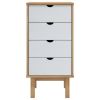 Drawer Cabinet OTTA Brown&White 18.1"x15.6"x35.4" Solid Wood Pine