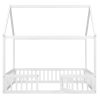 Full Size Wood House Bed with Fence and Door, White Wash (Expected Arrival Time:6.30)