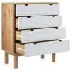 Drawer Cabinet OTTA Brown&White 30.1"x15.6"x35.4" Solid Wood Pine
