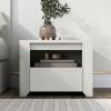 Off White Simple Style Manufacture Wood Nightstand with Gray Wood Grain Sticker Surfaces One Drawer for Bedroom Guest Room Children's Room