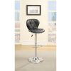 Set of 2 Adjustable Black PU Bar Stools; Chrome