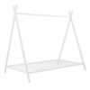 House Bed Tent Bed Frame Twin Size Metal Floor Play House Bed with Slat for Kids Girls Boys ; No Box Spring Needed White