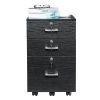 FCH Black Wood Grain Density Board Three Drawers Wooden Filing Cabinet