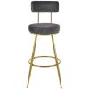 Modern 30inch Bar Stools, Bar Dining Chairs with Velvet Upholstered Back and Seat Cushions for Dining Room, Home Bar, Set of 2
