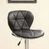 Set of 2 Adjustable Black PU Bar Stools; Chrome