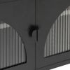TV Cabinet Black 41.3"x13.8"x19.7" Glass and Steel