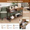 Long Console Table with Drawer and Metal Frame