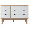 Drawer Cabinet OTTA Brown&White 44.7"x15.6"x28.7" Solid Wood Pine