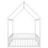Full Size Wood House Bed with Fence and Door, White Wash (Expected Arrival Time:6.30)