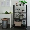 4 Shelf Foldable Metal Storage Shelves, Wheels, Adult, Kitchen, Laundry Room, Black