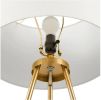 58" Gold Tripod Floor Lamp with White Cloth Shade