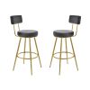 Modern 30inch Bar Stools, Bar Dining Chairs with Velvet Upholstered Back and Seat Cushions for Dining Room, Home Bar, Set of 2