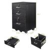 FCH Black Wood Grain Density Board Three Drawers Wooden Filing Cabinet