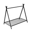 Tent Bed Frame Twin Size Metal Floor Play House Bed with Slat for Kids Girls Boys ; No Box Spring Needed Black