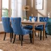 Nikki Collection Modern, High-end Tufted Solid Wood Contemporary Velvet Upholstered Dining Chair with Wood Legs Nailhead Trim 2-Pcs Set,Blue, SW2001BL