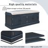 TREXM Storage Bench with 4 Doors and Adjustable Shelves; Shoe Bench with Removable Cushion for Living Room; Entryway (Antique Navy)