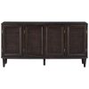 TREXM Large Storage Space Sideboard with Artificial Rattan Door and Unobtrusive Doorknob for Living Room and Entryway (Espresso)