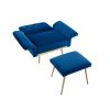 COOLMORE Velvet Accent Chair with Adjustable Armrests and Backrest; Button Tufted Lounge Chair; Single Recliner Armchair with Ottoman