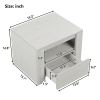 Off White Simple Style Manufacture Wood Nightstand with Gray Wood Grain Sticker Surfaces One Drawer for Bedroom Guest Room Children's Room