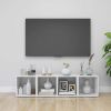 TV Cabinets 2 pcs High Gloss White 14.6"x13.8"x14.6" Engineered Wood