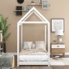 Twin Size Wooden House Bed; White(New)