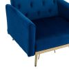 COOLMORE Velvet Accent Chair with Adjustable Armrests and Backrest; Button Tufted Lounge Chair; Single Recliner Armchair with Ottoman