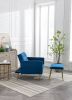 COOLMORE Velvet Accent Chair with Adjustable Armrests and Backrest; Button Tufted Lounge Chair; Single Recliner Armchair with Ottoman