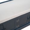 TREXM Storage Bench with 4 Doors and Adjustable Shelves; Shoe Bench with Removable Cushion for Living Room; Entryway (Antique Navy)