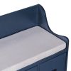 TREXM Movable Cushion Storage Bench with Drawers and Backrest for Entryway and Living Room(Antique Navy)