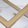 Golden Side Table;  End Table with Storage Shelf;  Tempered Glass Coffee Table with Metal Frame for Living Room&Bed Room