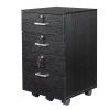 FCH Black Wood Grain Density Board Three Drawers Wooden Filing Cabinet
