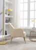Modern Ergonomics Soft Velvet Fabric Material Accent Chair With Gold Legs And Adjustable Feet Screws For Indoor Home Living Room; Cream White