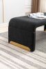 New Boucle Fabric Loveseat Ottoman Footstool Bedroom Bench Shoe Bench With Gold Metal Legs; Black