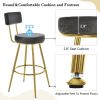 Modern 30inch Bar Stools, Bar Dining Chairs with Velvet Upholstered Back and Seat Cushions for Dining Room, Home Bar, Set of 2