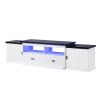 Barend TV Stand w/LED; White &amp; Black High Gloss Finish LV00999