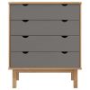 Drawer Cabinet OTTA Brown&Gray 30.1"x15.6"x35.4" Solid Wood Pine