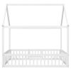Full Size Wood House Bed with Fence and Door, White Wash (Expected Arrival Time:6.30)
